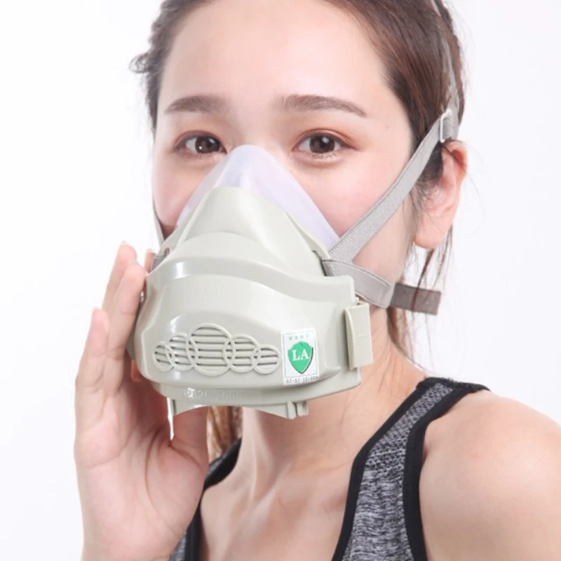 XYEHS Half Face Dust Mask Respirator w/ Dust-Proof Cotton Filter Food Grade Silicone Facepiece for DIY House Clean Polishing