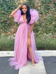 Vestidos de tul de maternidad de talla grande para Sesión de fotos, Vestido largo de embarazo para Baby Shower, vestido de noche Sexy para fotografía de mujeres embarazadas