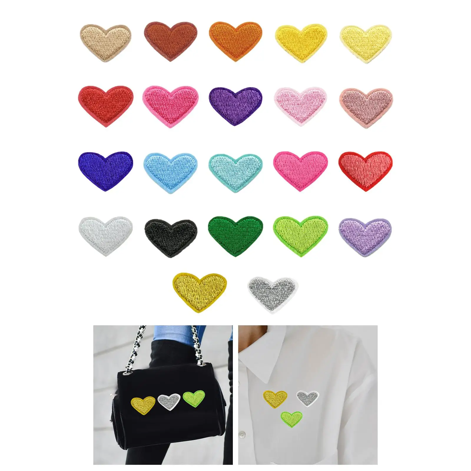 22Pcs Heart Iron on Patches Embroidery Applique Fabric Patches Repair Patch Decals for Bag Families Clothes Arts Crafts Hat