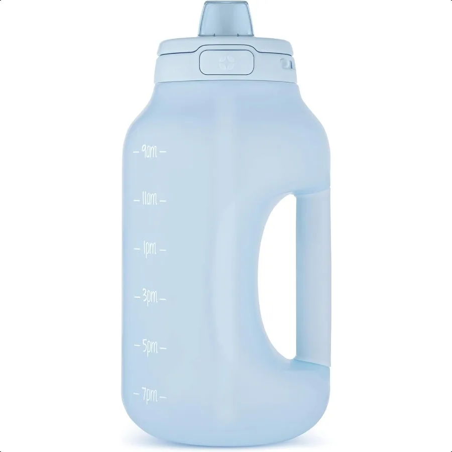

Hydra 64oz Half Gallon Water Jug with Handle and Motivational Time Markers for All Day Hydration Plastic Reusable Water Bottle