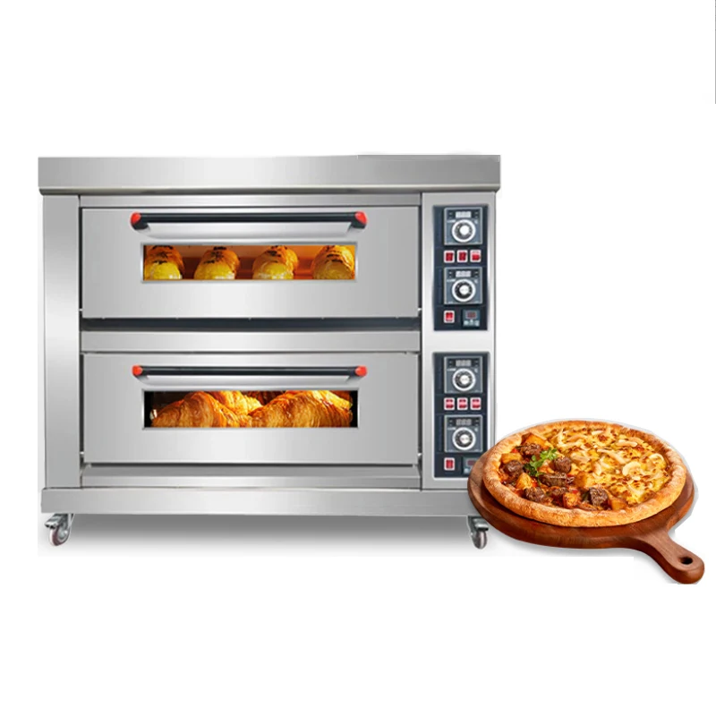 Oven Commercial  Two Layers Two Plates Food Processors  Pizza Bread Cake Equipment Bakery Large Power Furnace