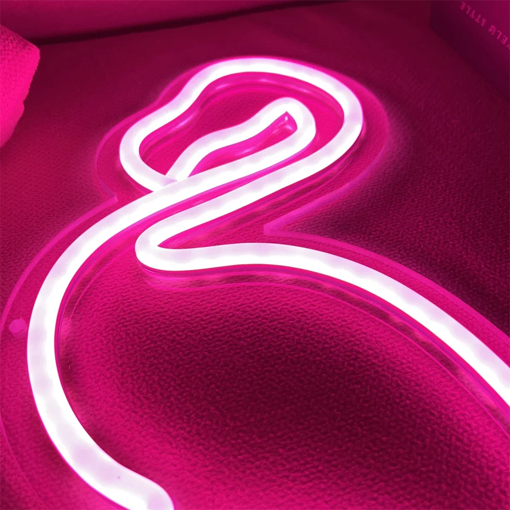 Flamingo Neon Sign Animal Led Home Bedroom Game Room Decor Indoor Ins Wall Decoration Flamingo Wall Hanging USB Neon Light