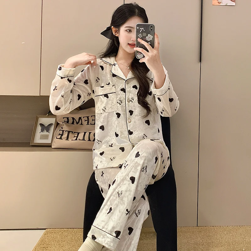 

Pajama Sets Woman Winter Women Dessert Theme Printed Cotton Cap Sleeve Nightwear Sleep Pants Homewear Soft Comfortable Cute 2026