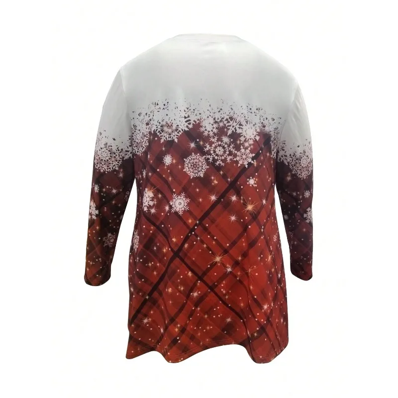 Sweat-shirt à manches longues pour femmes, grande taille, imprimé de noël, article d'automne et d'hiver, ample