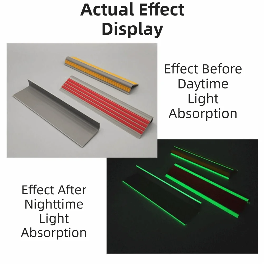 100cm Stair Safety Non-Slip Strip Luminous Glow in Dark Staircase Edge Trim Self-Adhesive Peel and Stick Corner Trim Protector