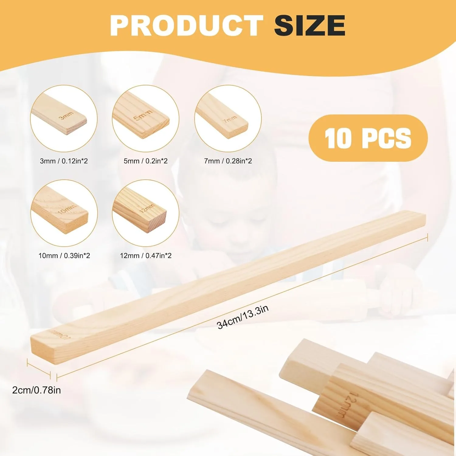 20x in Pottery Rolling Pin Set Ceramic Clay Board Guide Pine Rolling Clay Cutting Tool Solid Wood Guide Rail for Dough Thickness