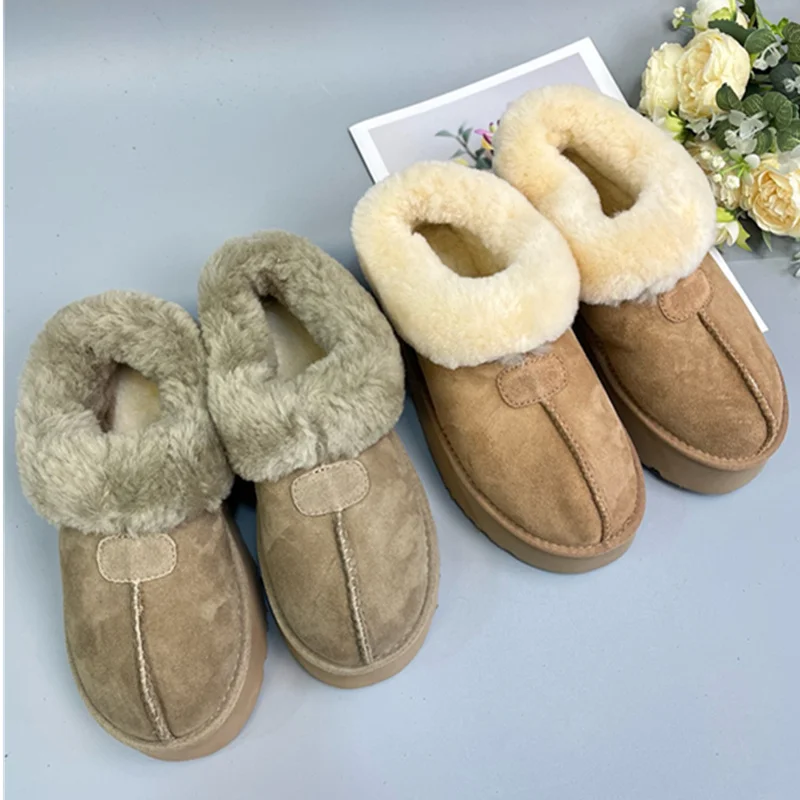 

Maxdutti Winter Sheep Wool Warm Shoes Vintage Round Toe Flats Shoes Woman Shoes For Woman Snow Loafers Women's Sneaker Shoes