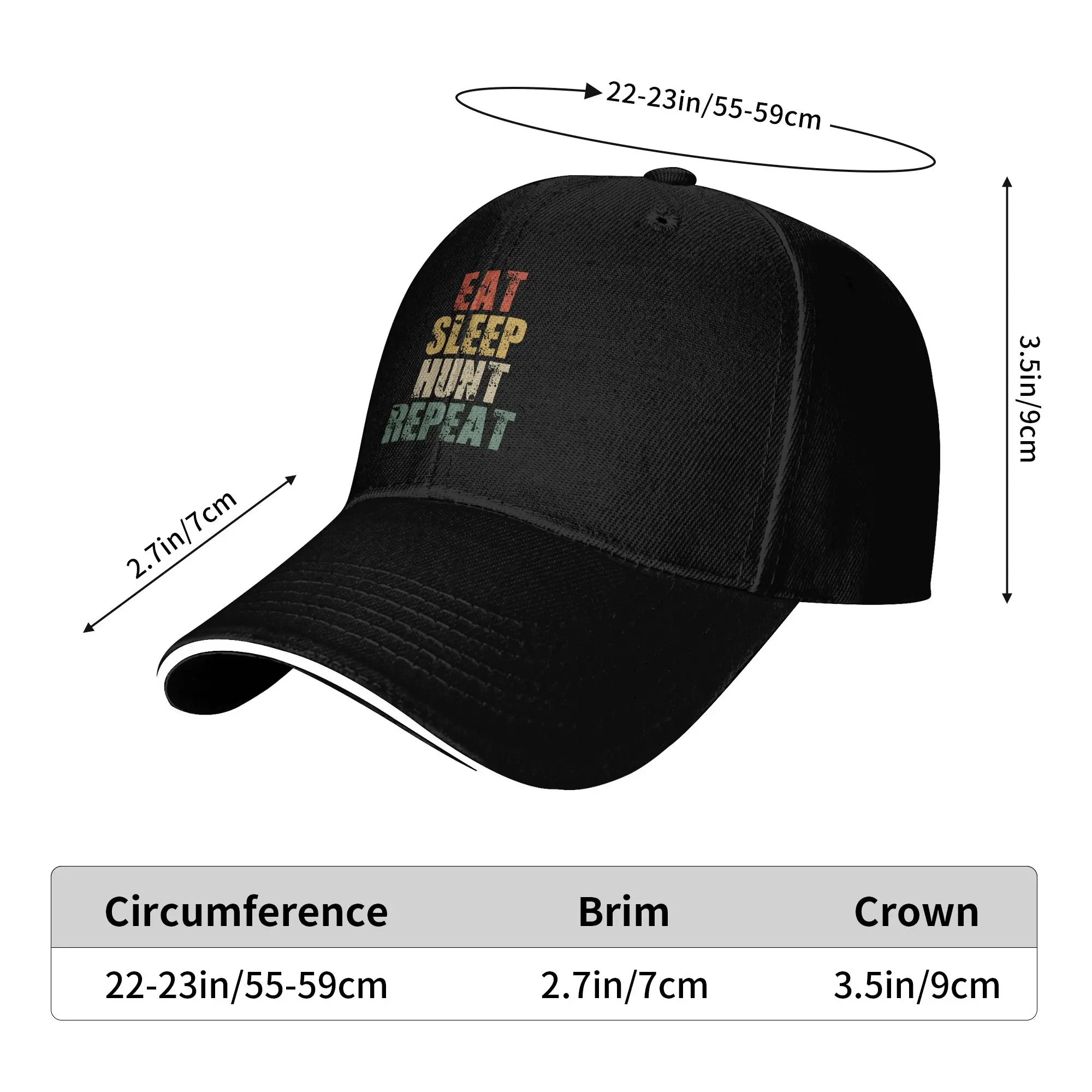 Eat Sleep Hunt Repeat Sun Baseball Cap  Summer Design Print Hip Hop Hats For Female Male Tennis Skate Baseball Caps