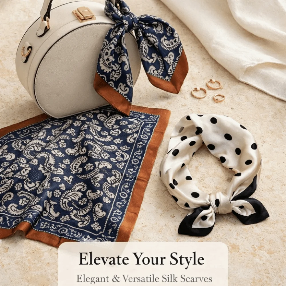 

Fashion 45x45CM Silk Scarf Headscarf/hair Wrap Geometric Pattern Square Scarf Minimalist Printed Neckerchief Women Headwear