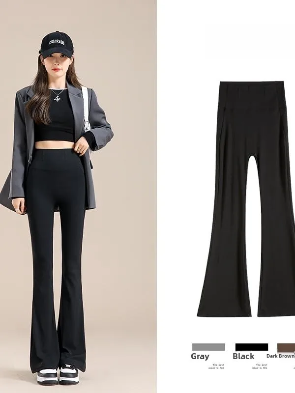 

Брюки для йоги с высокой талией, женские облегающие тонкие летние брюки, белые расклешенные брюки с микро-расклешенными брюками, леггинсы с контролем живота, полиэфирное волокно