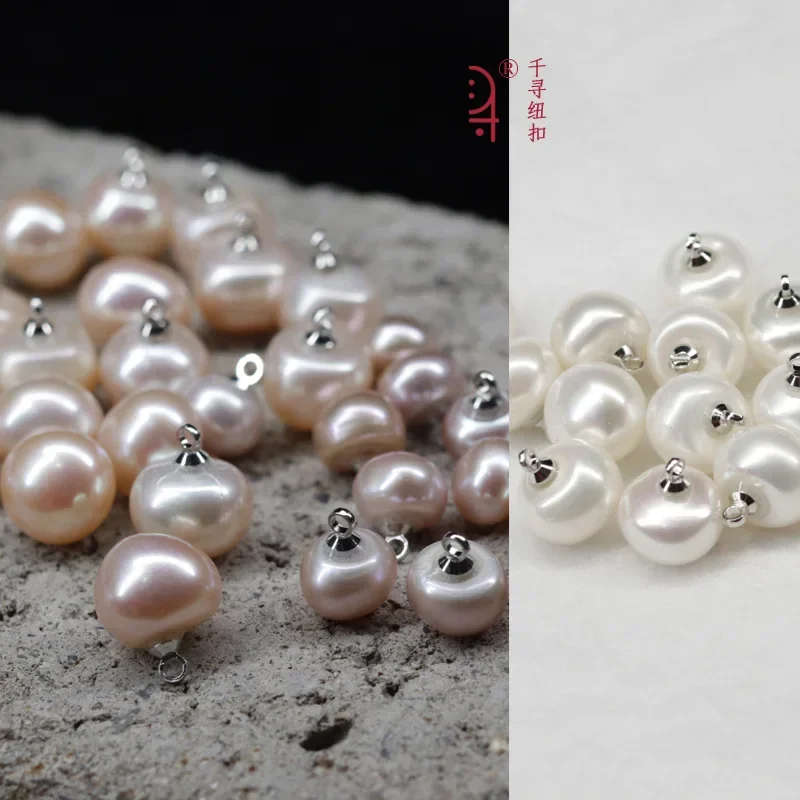 2PC Genuine Pearl Seashell White Pink Bead Jeans Shank Buttons Cheongsam Wedding Dress Shirt Sweater Jewelry Crafts Sewing Decor