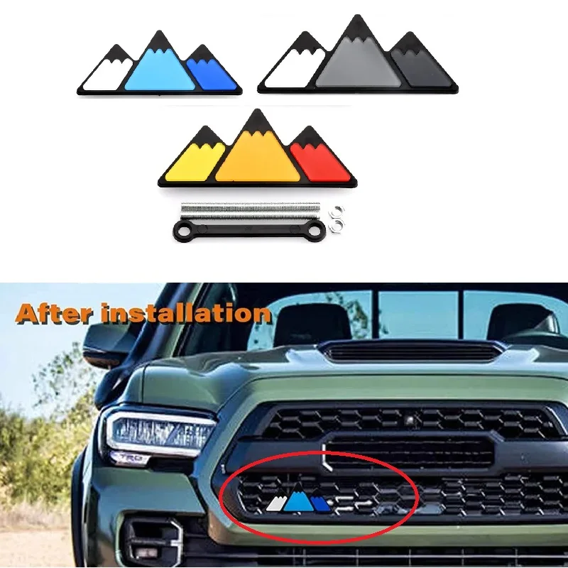 

For Toyota Tacoma TRD 4Runner Tundra 2018 2019 Car Tri Color Grill Acrylic Badge Accessories Tri-color 3 Grille Badge Emblem