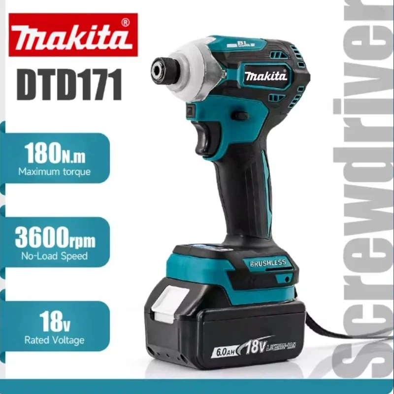 

MAKITA brushless lithium screwdriver high torque electric driver DTD171 impact driver Rechargeable 18V high power