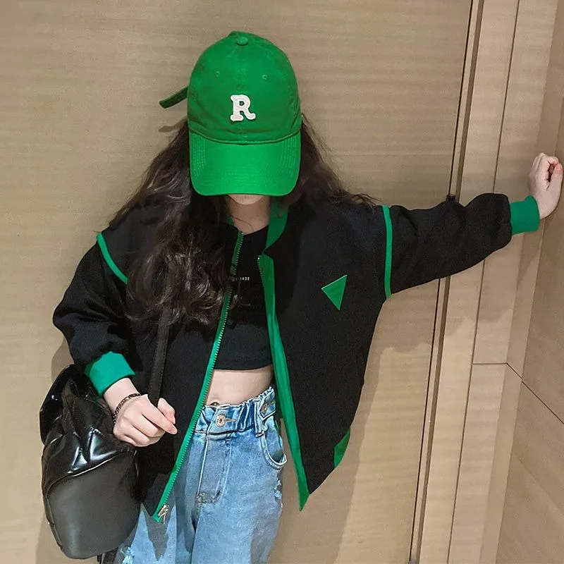 2025 New Reversible Girls' Baseball Jacket Korean Style Double Layer Spring Autumn Jacket for Kids 8-14 Years