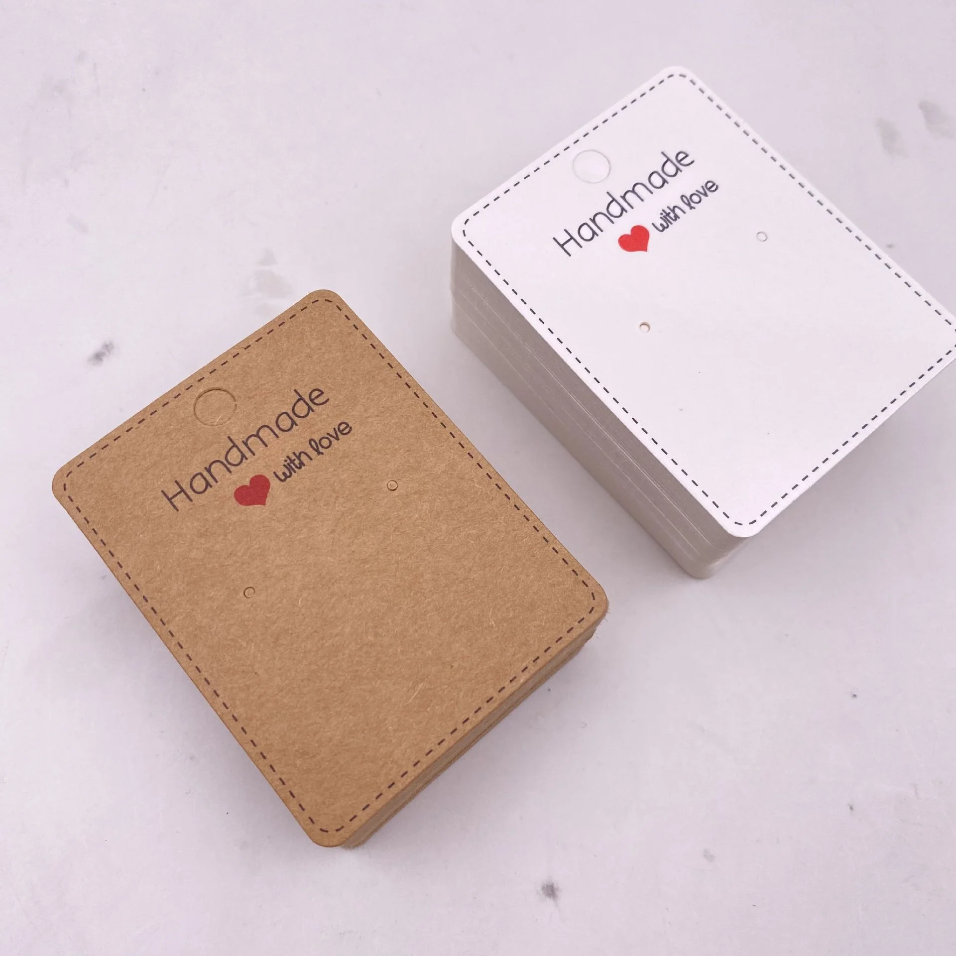 

Paper Earrings Card With Heart-shaped Pattern Earring Card 5x5 cm / 3x3 cm / 5x9 cm / 5x7 cm Brown White Jewelry Packaging Card
