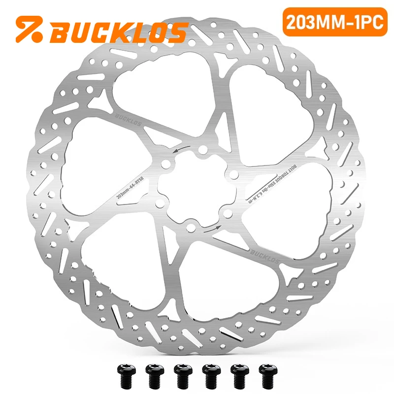 BUCKLOS Fahrrad-Bremsscheibe 140mm 160mm 180mm 203mm Ultraleichte Rennrad- und Mountainbike-Hydraulikbremsscheiben mit 6 Schrauben