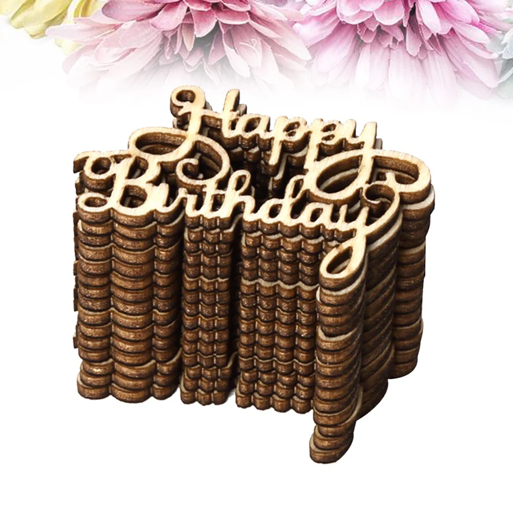 15 Pcs Wood Chips Earth Tones Cake Topper Couple Anniversary The Sign Wooden Party