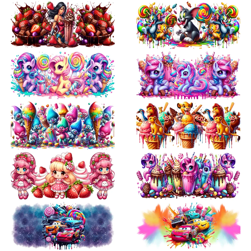 

Cute dessert cartoon series easy peel waterproof DIY Decals 3D transfers uvdtf stickers 16oz uv dtf cup wraps for Libbey Glasses