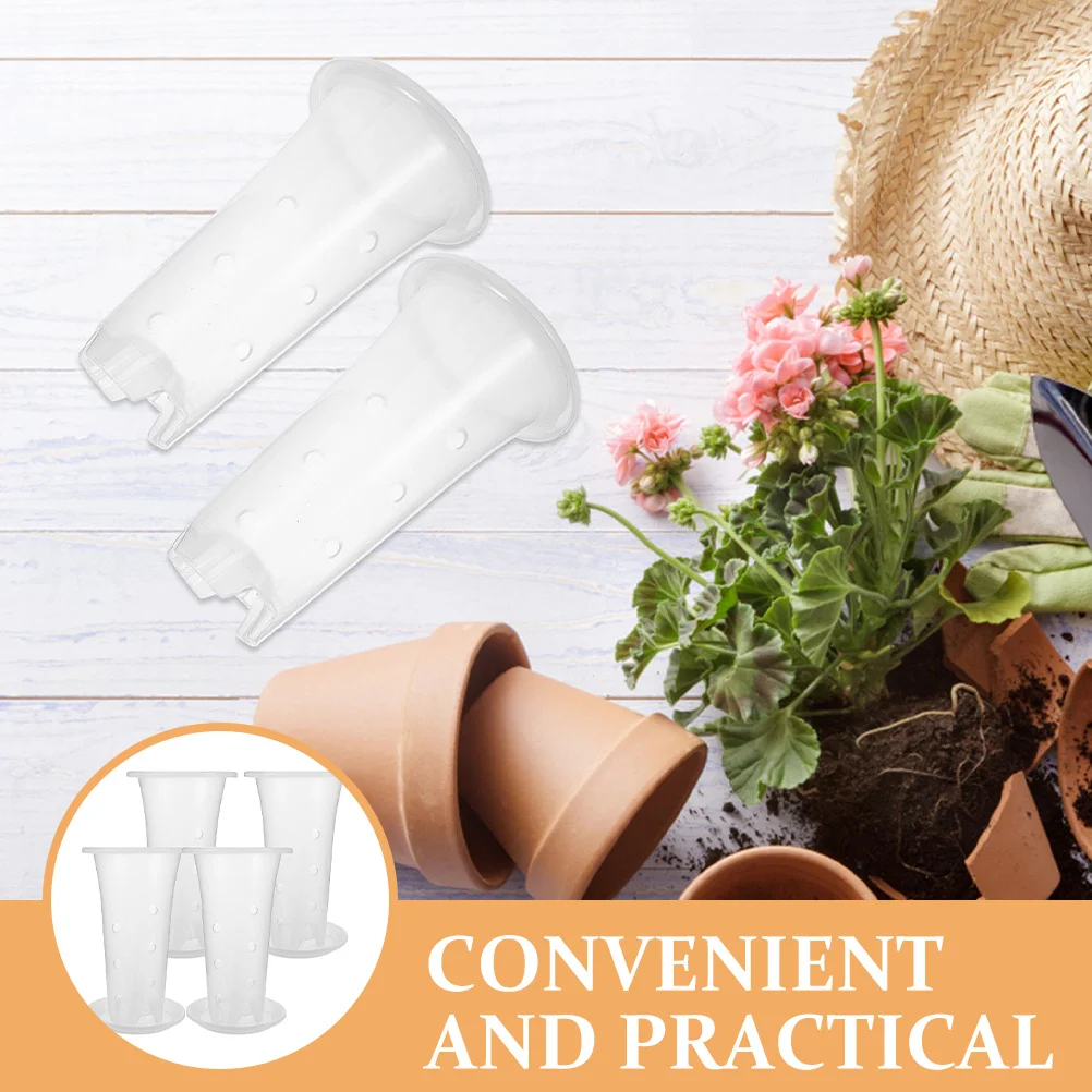 4 مجموعة أواني الزهور البلاستيكية مع صينية للنباتات الداخلية العصارة مزارعي التهوية الشفافة حاويات الحضانة لوازم الحدائق #5