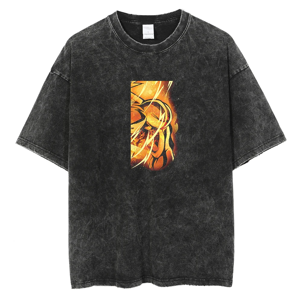 Herren Vinland Saga "I Have No Enemies" Grafik-T-Shirt Thorfinn Anime-Print Vintage Washed Oversized Casual Streetwear T-Shirt – Detail 28