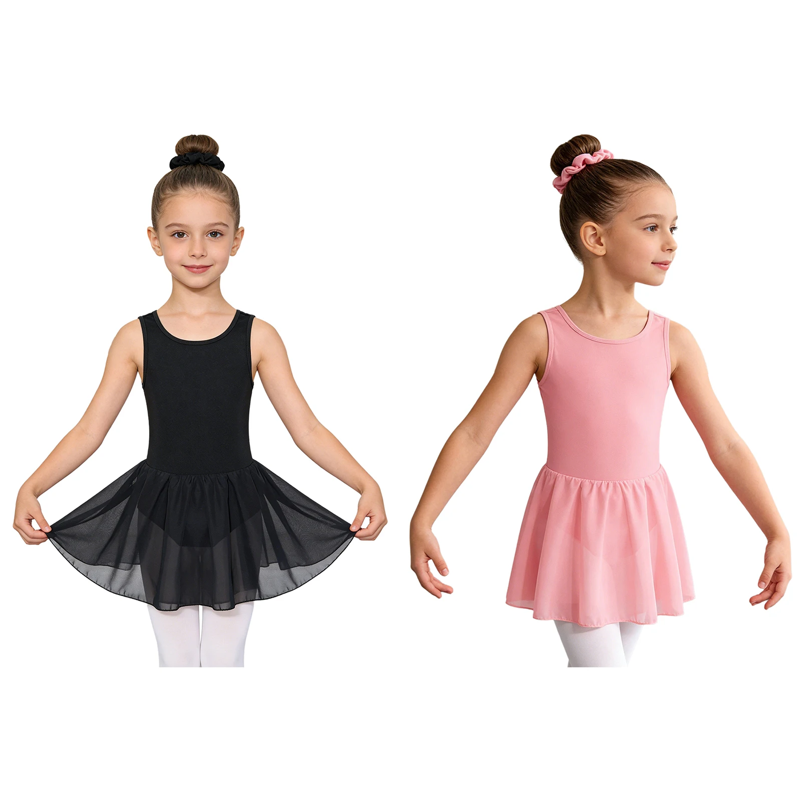 

Kids Crisscross Ballerina Dress with Hairband Girls Sleeveless Ballet Dance Leotard Dress Practice Stage Performance Costume