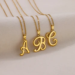 Initials Necklaces for Women Gold Color Chains Letter Charm Necklaces Alphabet Pendant Stainless Steel Jewelry collar femme 2024