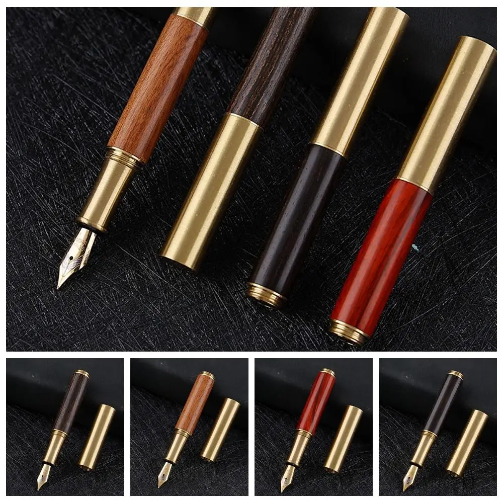 Mini Pocket Wood Fountain Pen Metal Business Office Portable Ink Supplies Pen School Supplies Writing Gift Stationery