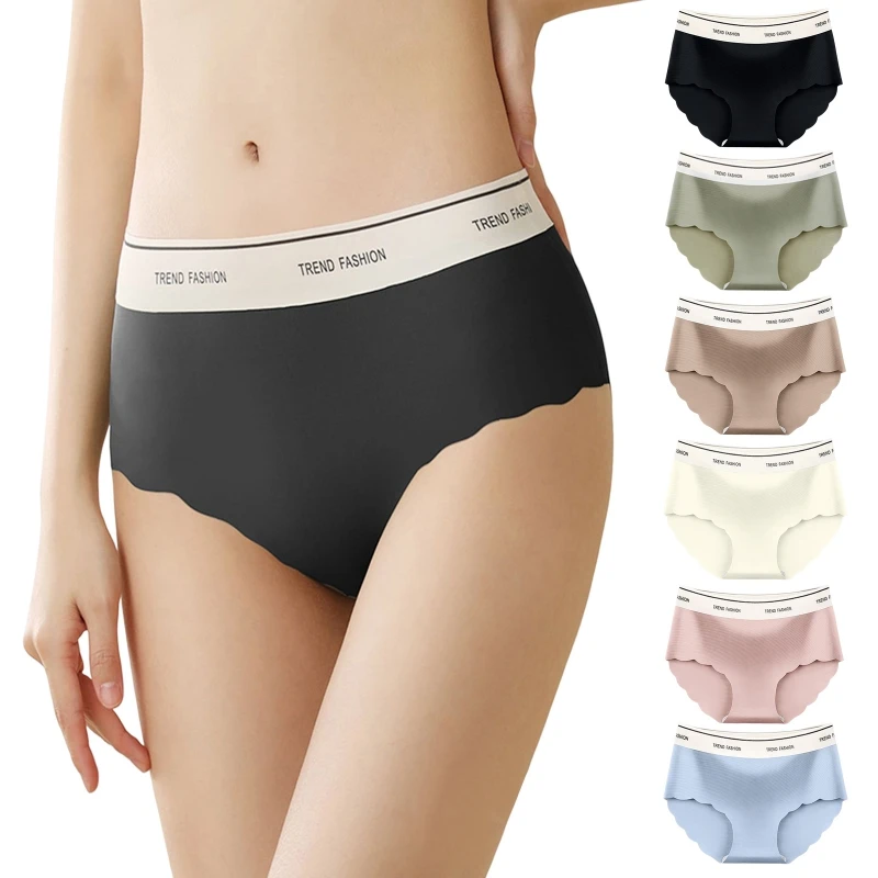 

Women's Breathable Mid Waist Panties Sports Style High Elasticity Bacteriostatic Seamless Smooth Feeling Briefs