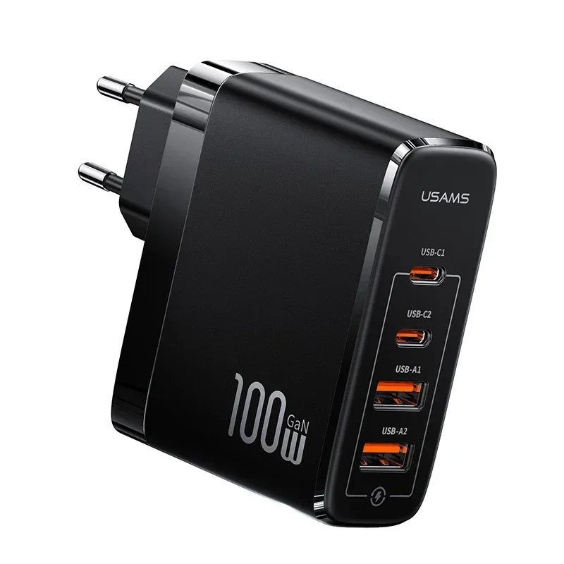 USAMS new trending good quality CC145 100W PD QC Fast Charger with 4 port usb c Wall Charger EU