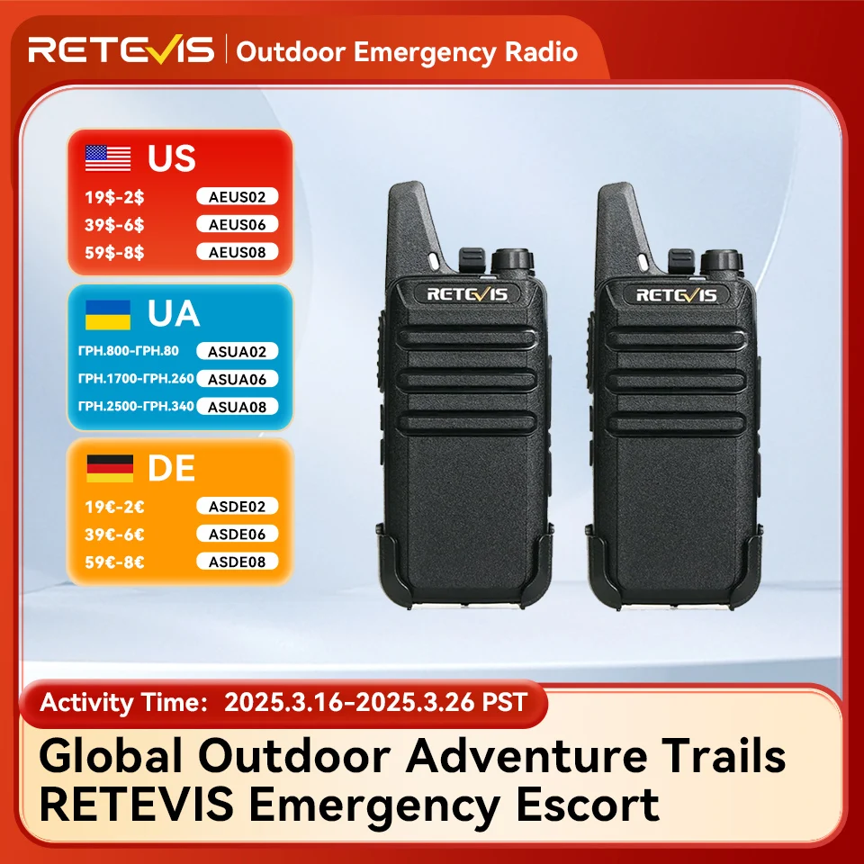 RETEVIS RT622 Walkie Talkie Mini 2 pcs PMR 446 Portable Two-way Radio ht PTT Walkie-talkies Communication Radio for Restaurant