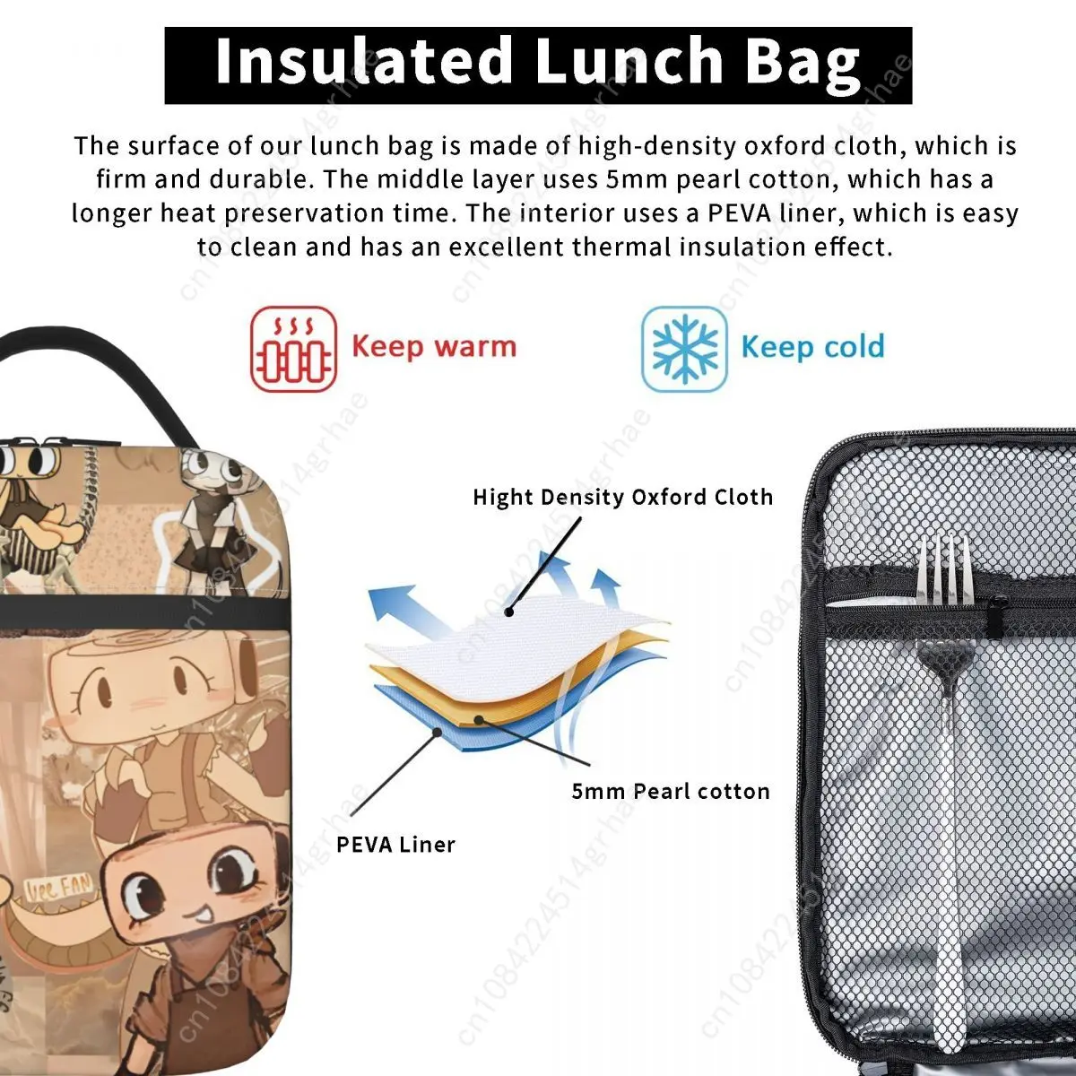 Dandys World Accessories Insulated Lunch Bag For Outdoor Storage Food Boxes Leakproof Cooler Thermal Lunch Boxes