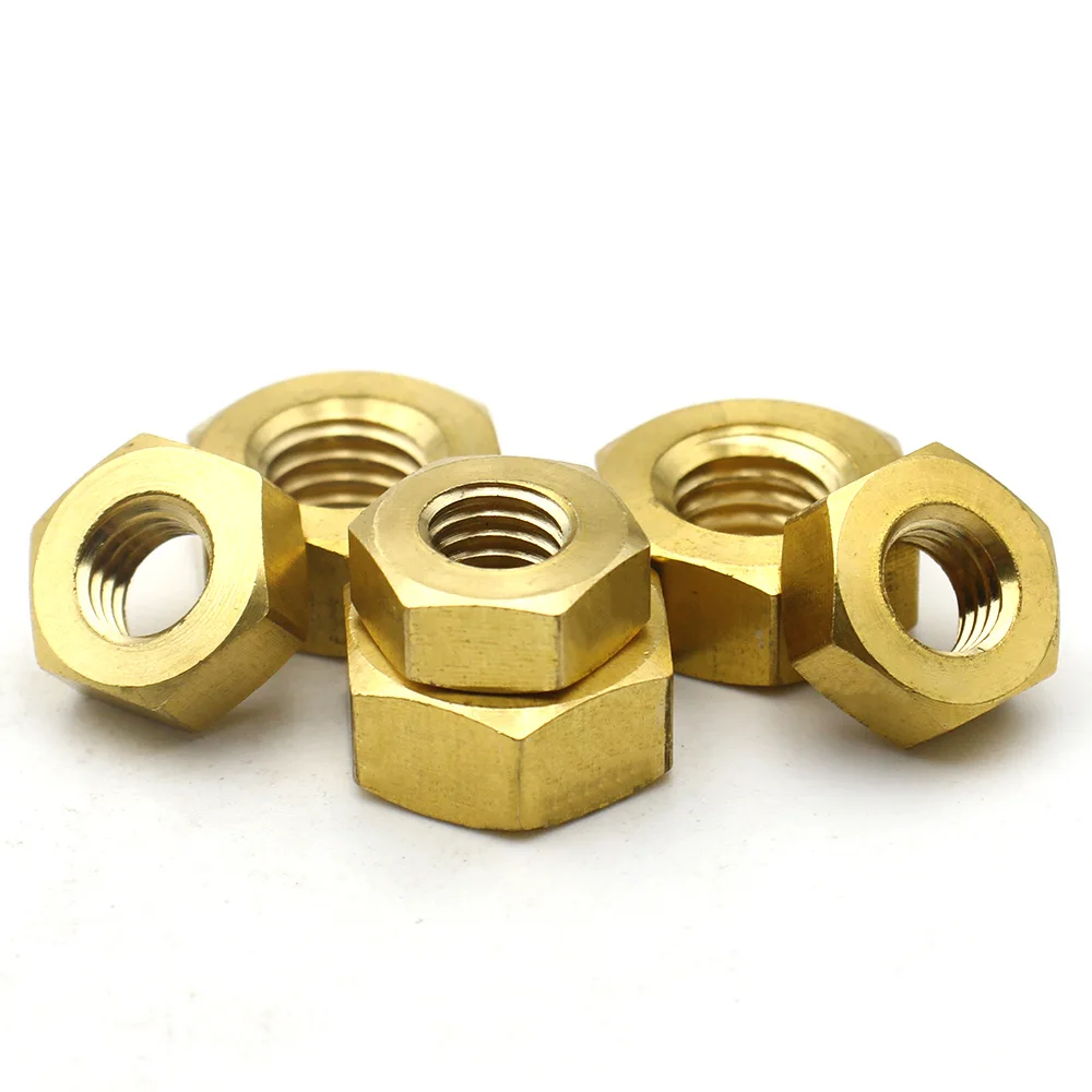 1/2/5/10/20pcs Solid Brass Copper Hex Hexagon Nuts M1 M1.2 M1.4 M1.6 M2 M2.5 M3 M4 M5 M6 M8 M10 M12 M14 M16 M18 M20 M22-24 DIN93