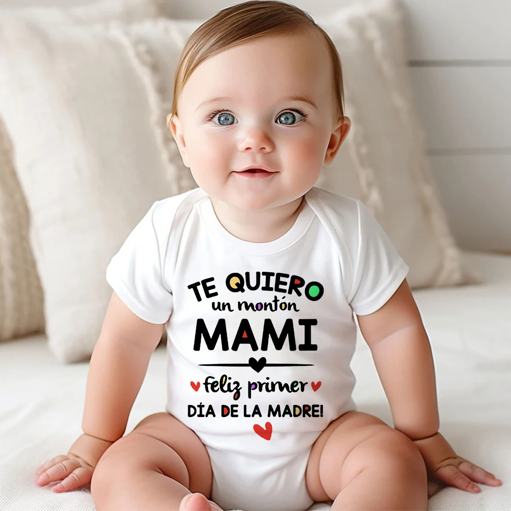 

I Love You Mom Happy Mother's Day Spanish Printed Baby Romper Newborn Short Sleeve Bodysuit Infant Mothers Day Outfits Jumpsuit