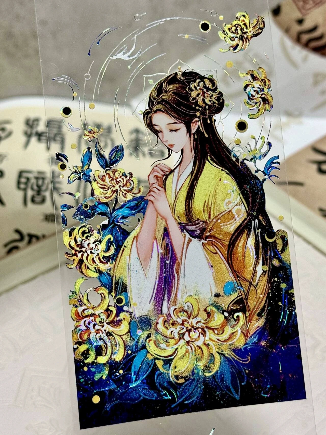 Charming Ancient Chinese Peking Opera beauty Shiny Shell PET Tape Craft Supplies DIY Scrapbooking Card Making Decor Plan Sticker