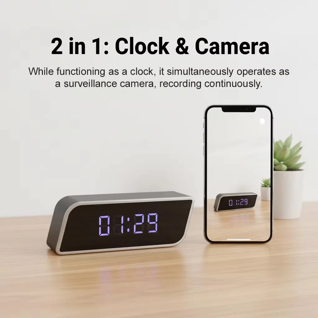 Digital Clock Camera 1080P FHD Wireless WiFi Cameras with Night Vision 2600mAh Battery APP Control Motion Detection Camcorders view 6