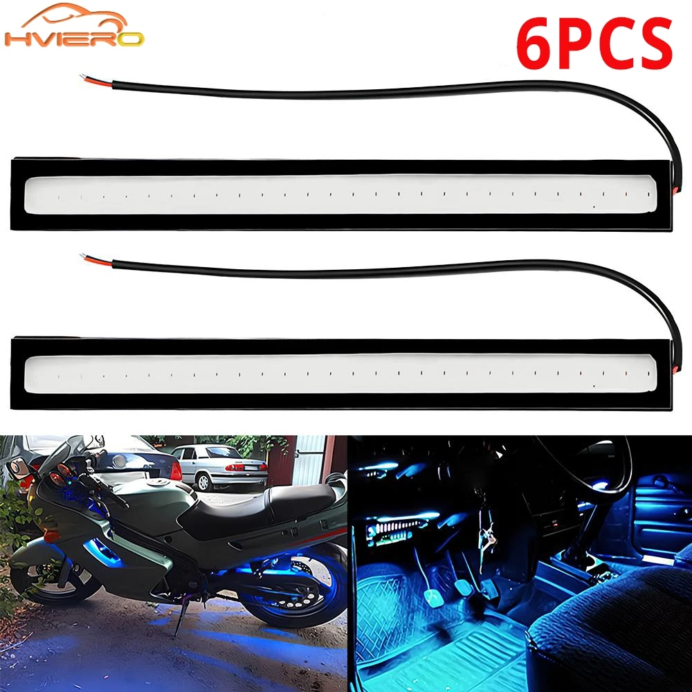 

6PCS Multiple Colors LED COB Daytime Running Light 17cm DAN DC12V Car Source Day Lamp Parking Fog Bar Strip Headlight Waterproof
