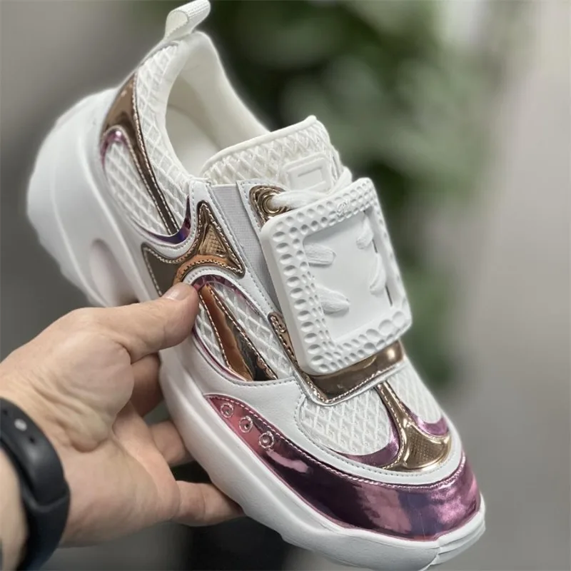 Fashion Designer Women's Shoes New Luxury Rhinestone Casual Shoes for Woman Comfort Air Mesh Chunky Sneakers Zapatillas De Mujer view 2