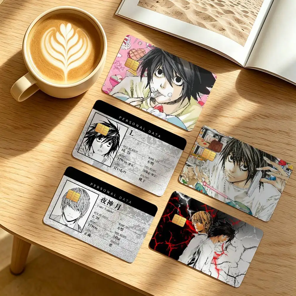 Autocollant de protection pour cartes de crédit et cartes de transport en commun, Anime Death Note L, imperméable, décoration de carte, 4 pièces