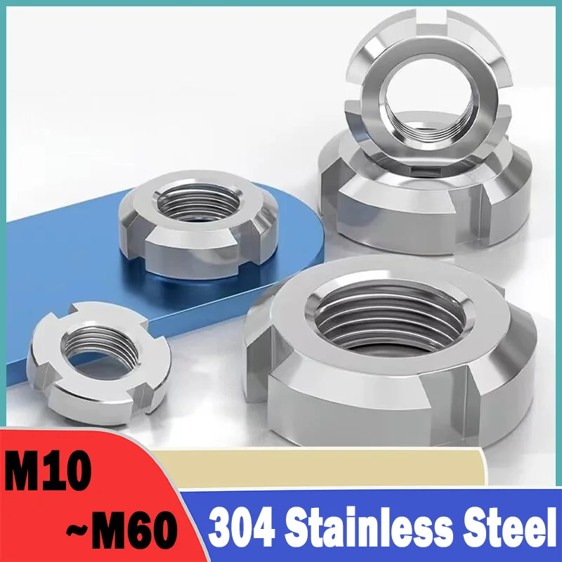 M10 M12 M14 M16 M18 M20 M22 M24 M25 M27 M30 M33 M35 M36 M39 M40~m60 304 Stainless Steel Slotted Round Nut Four Slot Nut Gb812