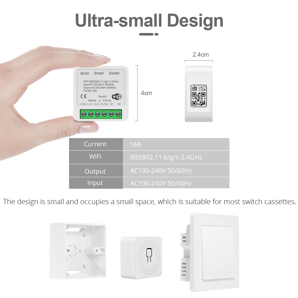 Apple HomeKit Smart WiFi Relay Switch Mini Breaker Module 16A Wireless Voice Control Work With Siri Alexa Google Assistant Home