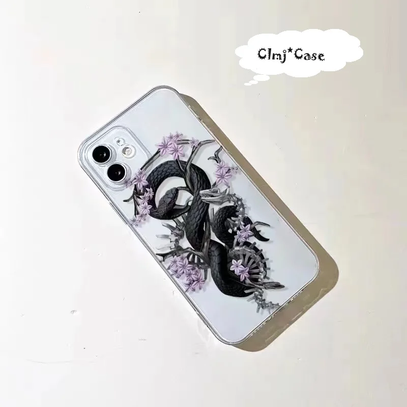 Clmj Cool Snake Phone Case For Samsung Galaxy A13 A14 A52 A54 A53 A32 A23 S23 Plus S22 Ultra S21 FE Silicone Protective Cover