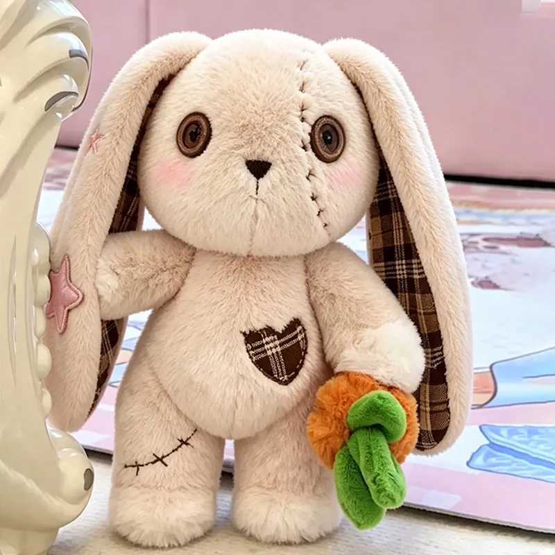 Button Rabbit Doll Children'S Birthday Gift Plush Toy Cute Patch Hanging Ear Rabbit Doll Girl  Stuffed Animal Cute Horror Dread
