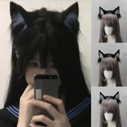 Diadema de orejas de gato de piel sintética Lolita, disfraz de Anime, aro de pelo de felpa para Festival de Música, Halloween, fiesta de carnaval, accesorios para fotos de Cosplay