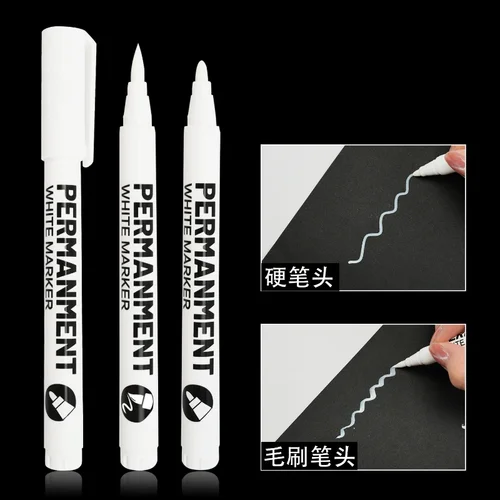 Bolígrafo de pintura blanca para pintura rupestre, piedra, cerámica, vidrio, madera, neumáticos, tela, metal, lienzo. Rotulador blanco de pintura acrílica