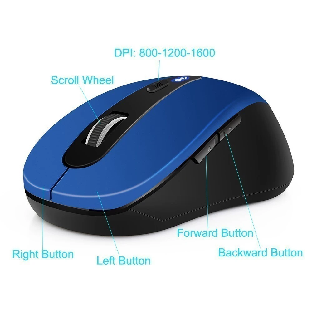 Mouse para jogos sem fio Bluetooth BT Optical Computer Mouse 1600 DPI 6 botões PC Gamer Office 3D Mouse para iPad Laptop Phone