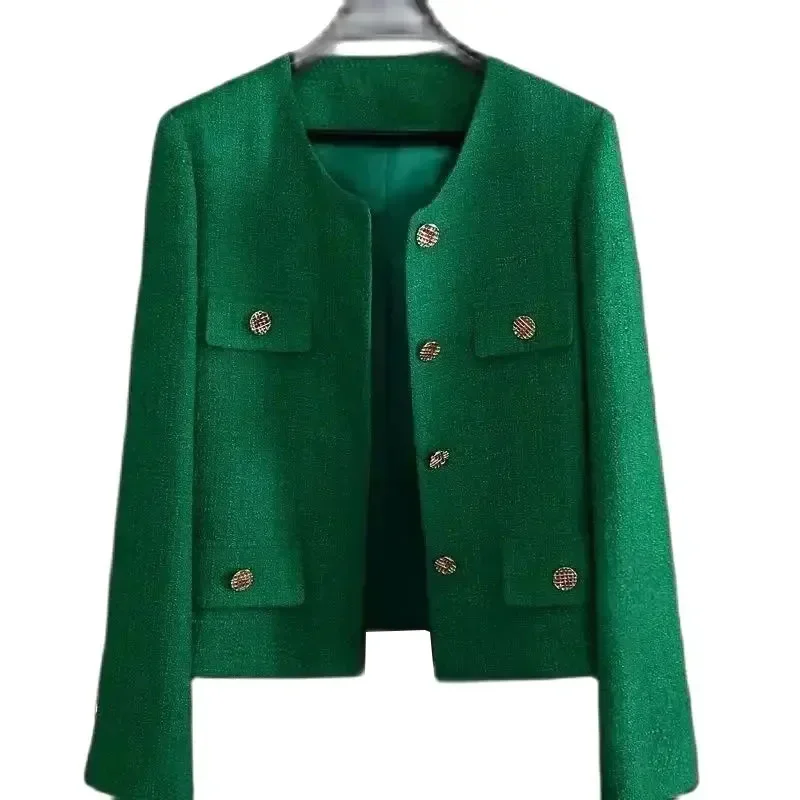 New Elegant Slim Cropped Streetwear Green Suit Coat Fashion Ladies Jackets Outwear Female Tops Spring Autumn Women's Blazers