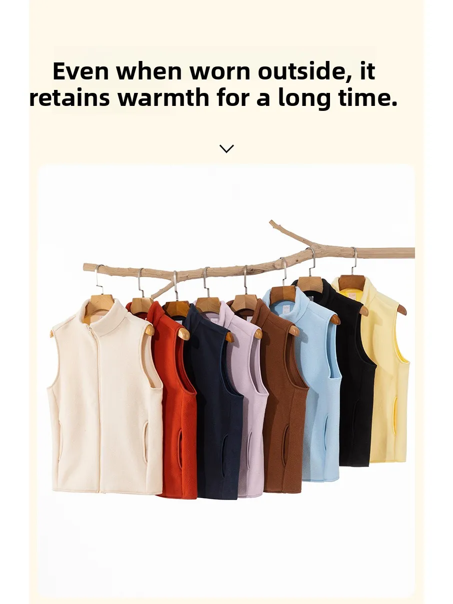 

Утепленный флисовый жилет для пар с воротником-стойкой, теплый, молодежный, однотонный, универсальный, мужской, осенне-зимний, на молнии