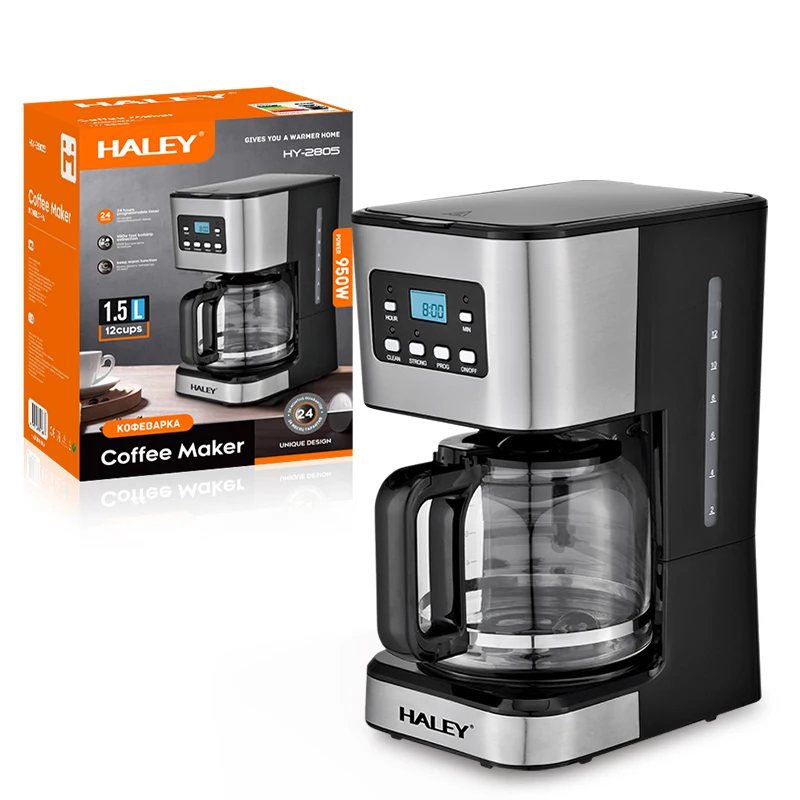 

HALEY Espresso Coffee Maker Professional Water Touch Screen Machine With Glass Kettle Commercial Automatic Porta