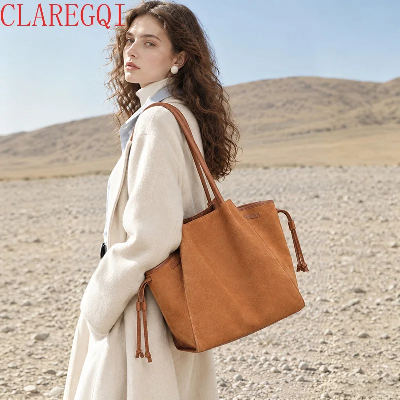 New Model Cattle Hide Monocolour Womens Bags Large Capacity All Match Purse Shoulder Bag Fashion Daily Commuting Underarm Bag