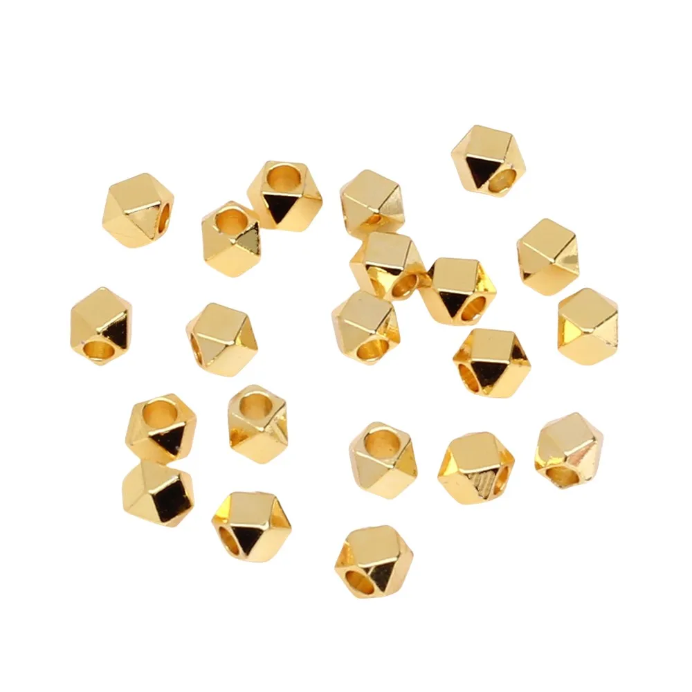 18K Gold Metal Irregular Spacer Beads para DIY, Handmade Pulseiras, Colar, Acessórios Artesanais, Fazer Jóias, 3mm, 4mm, 30 Pcs, 50Pcs